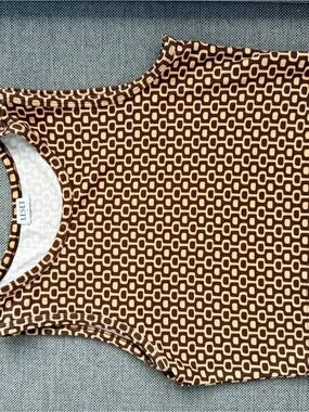 LESET Retro Geometric Brown Tank